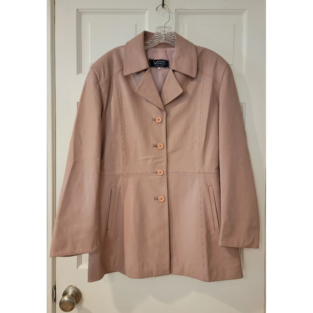VINCI Pink Italian Leather Jacket (size XL)